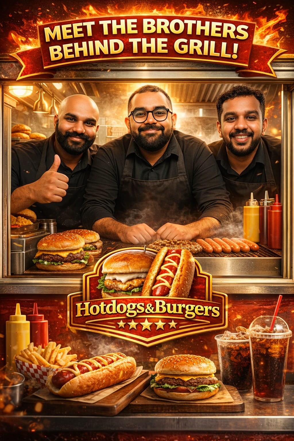 The three brothers behind the Hotdogs & Burgers grill
